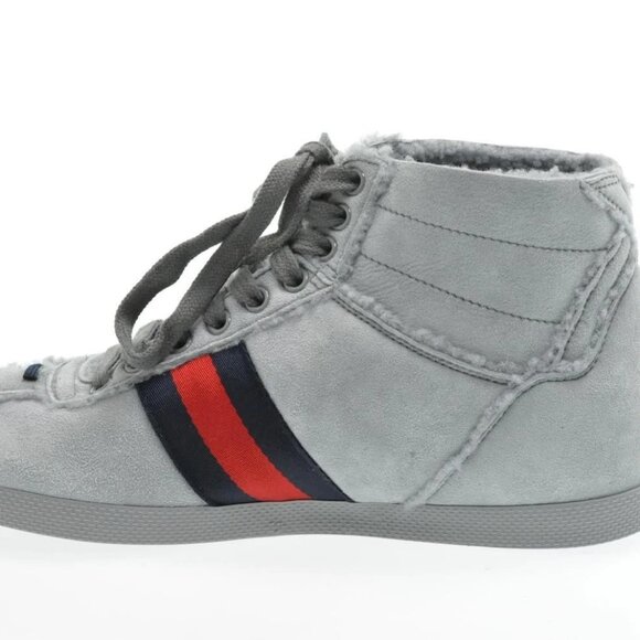 GUCCI Sherry Line shoes Suede 5 1/2 Red Navy Auth - Picture 6 of 14